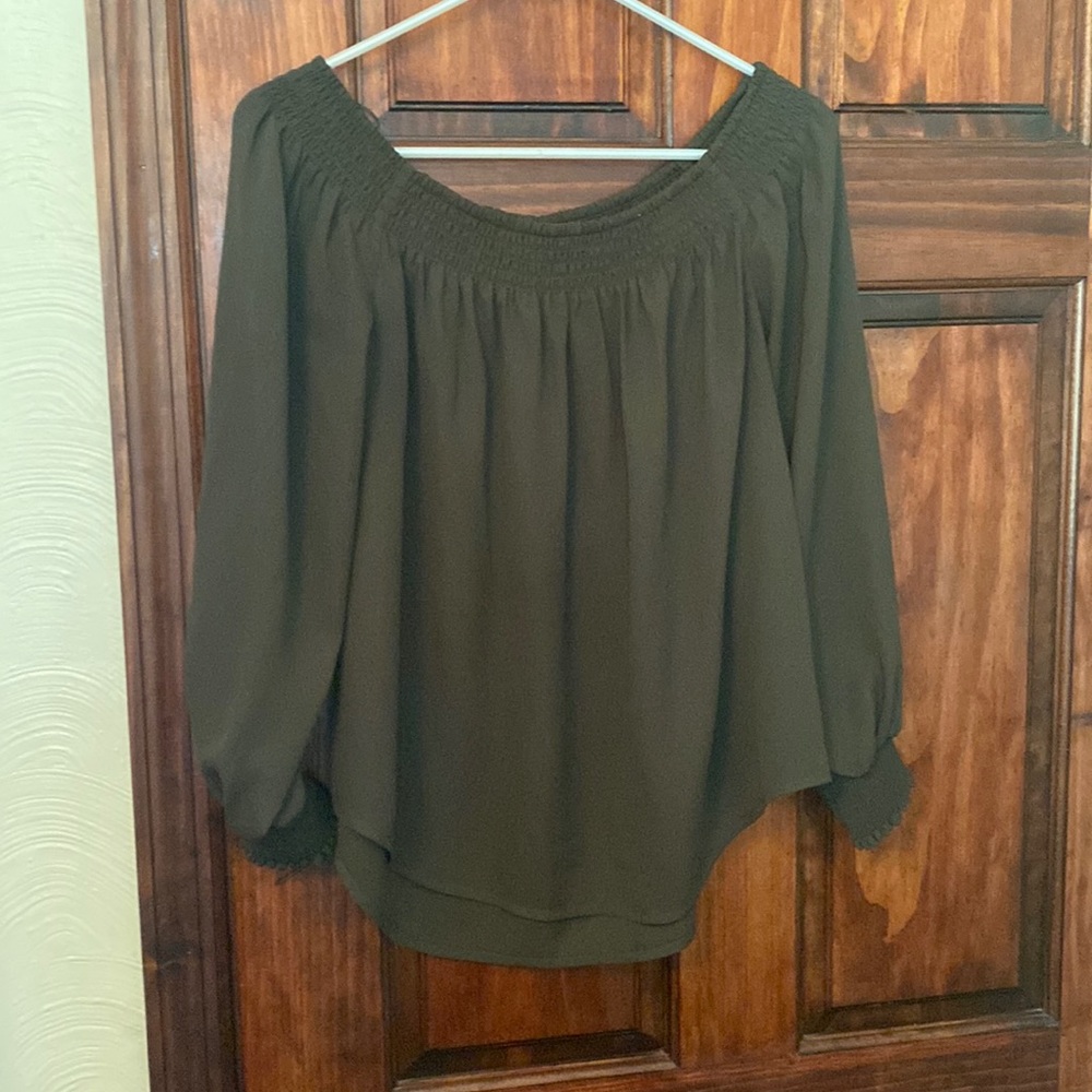 Olive Green Light Weight Wide Neck Top
